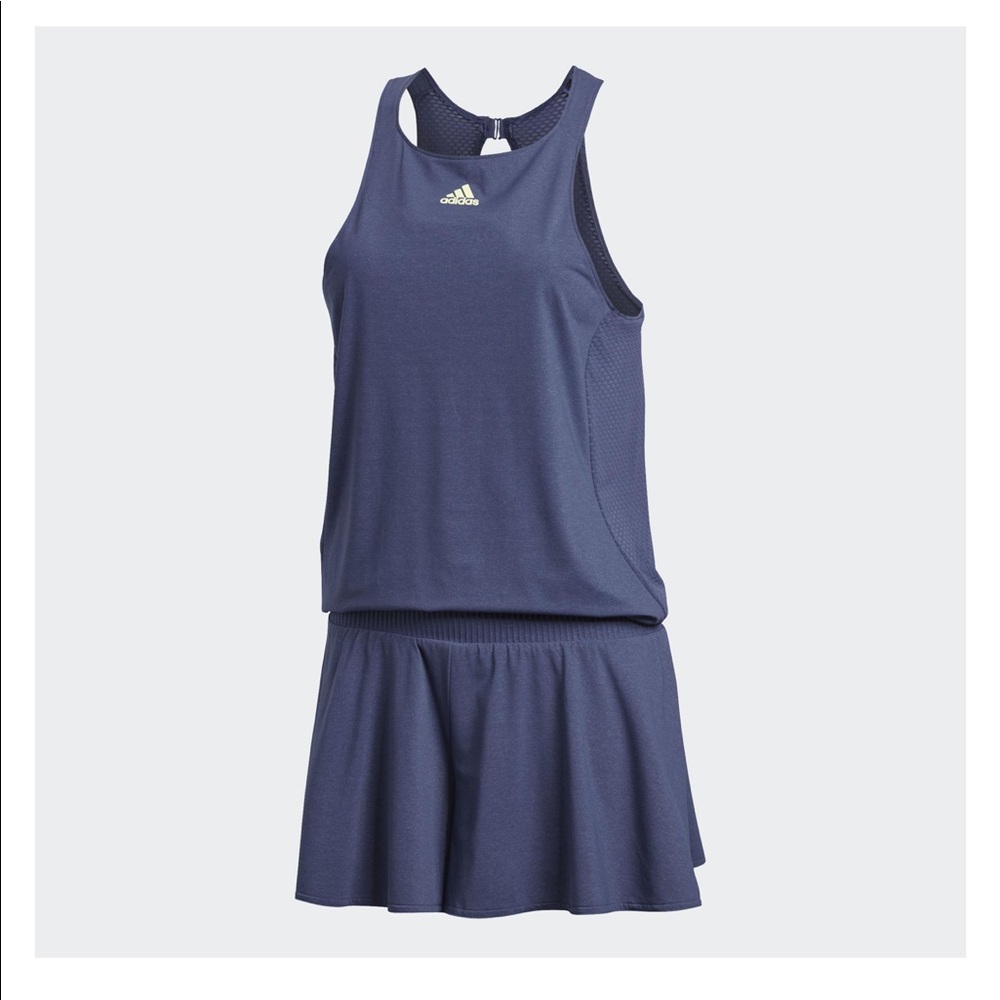 adidas Womens blue and lime green Athletic Tank Dress onesie romper small